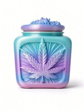 **Bob Marley Cannabis Leaf Storage unit – Small | Aqua Blue, Purple & Blue**
